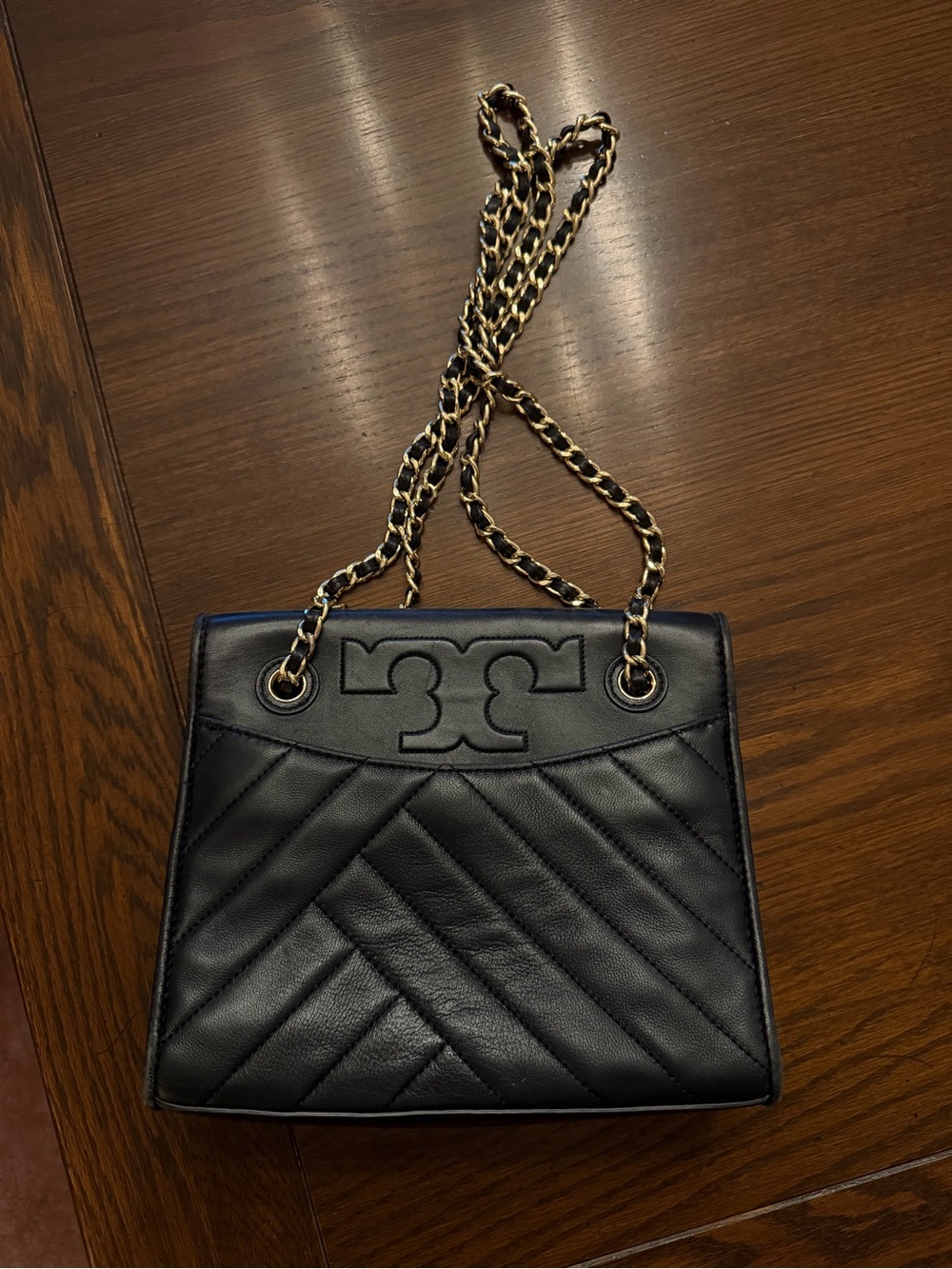 Quilted Black Leather Chain-Handle Women's Shoulder Bag